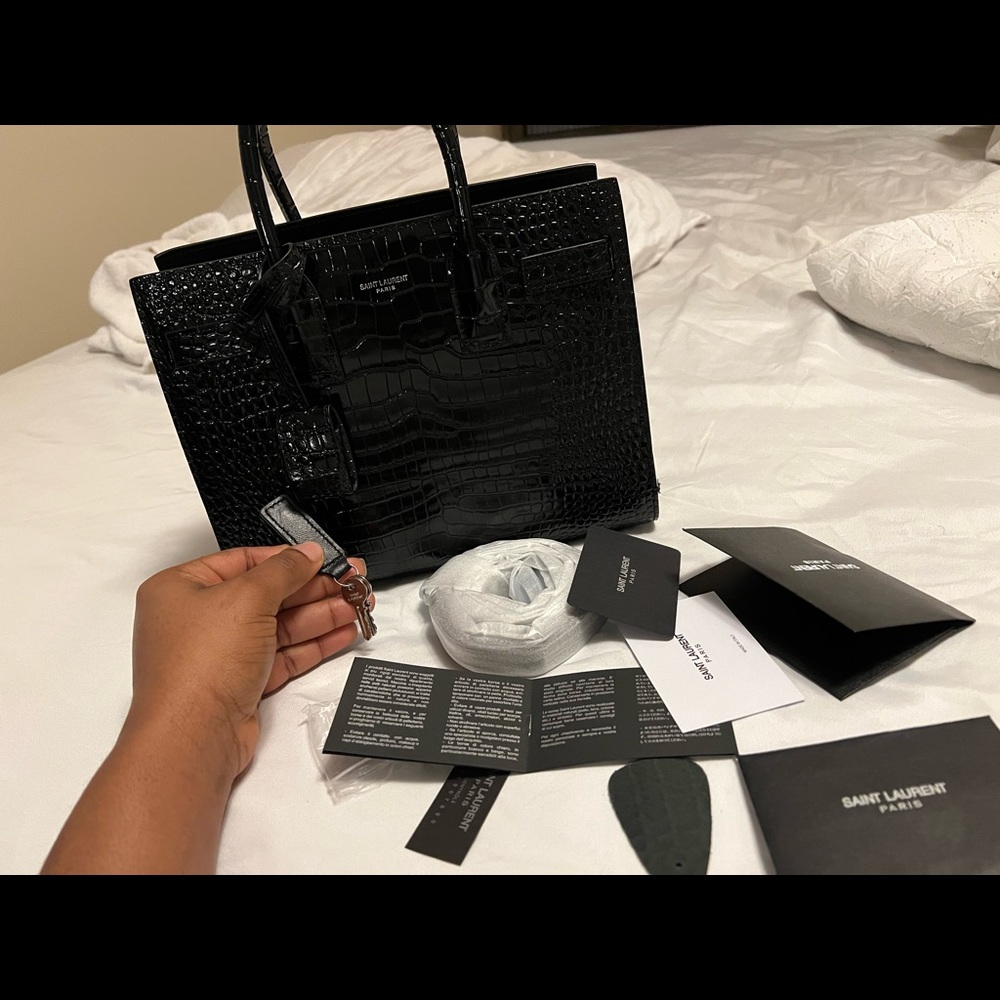 Saint Laurent crocodile embossed sac de journey